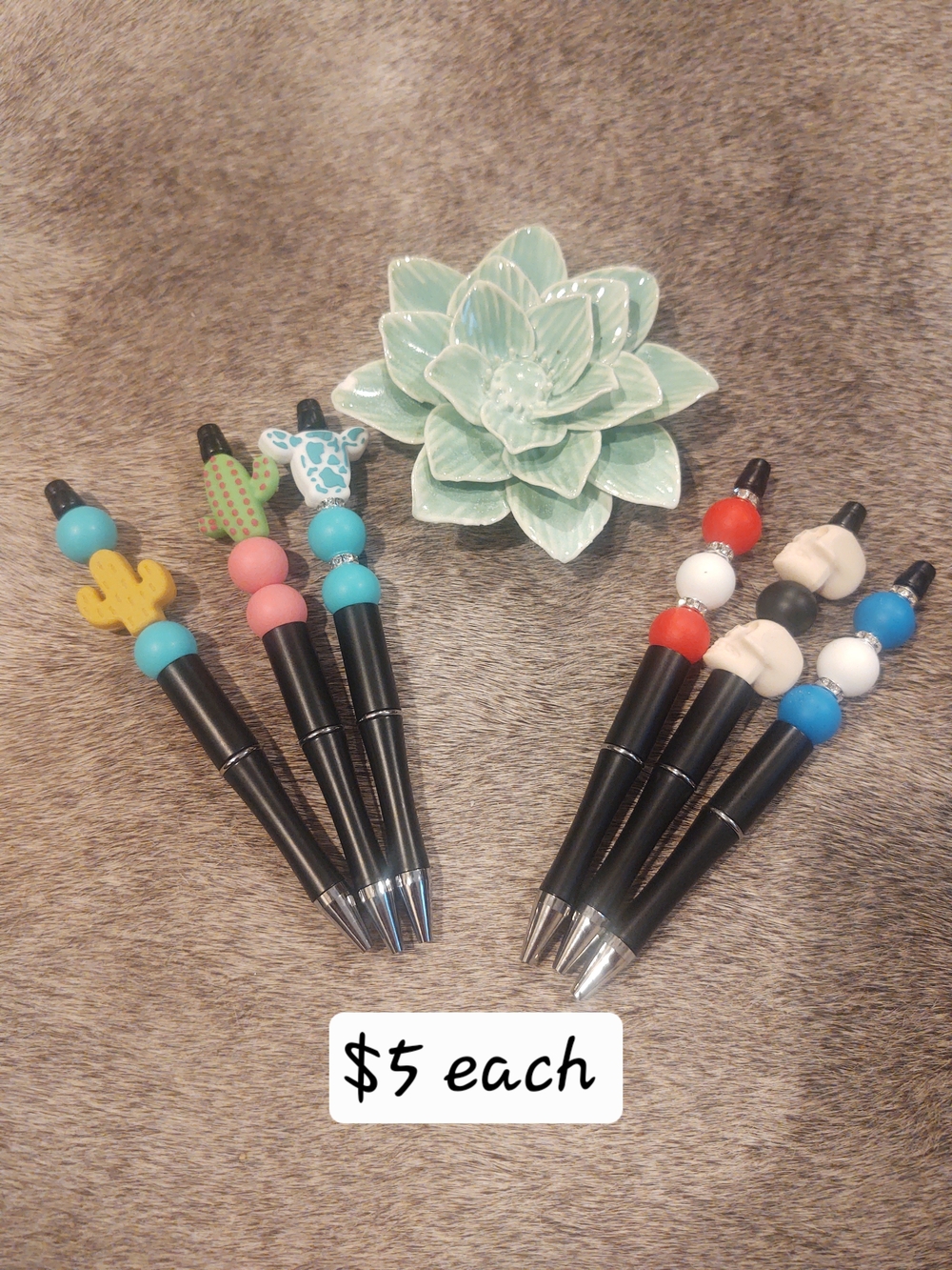 Cute Bead Top Black Ballpoint Pen-